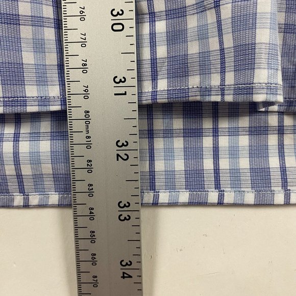 NWT Hickey Freeman Contemporary Fit Shirt Mens 17  32/33 Navy Check Pima Cotton - Picture 12 of 15